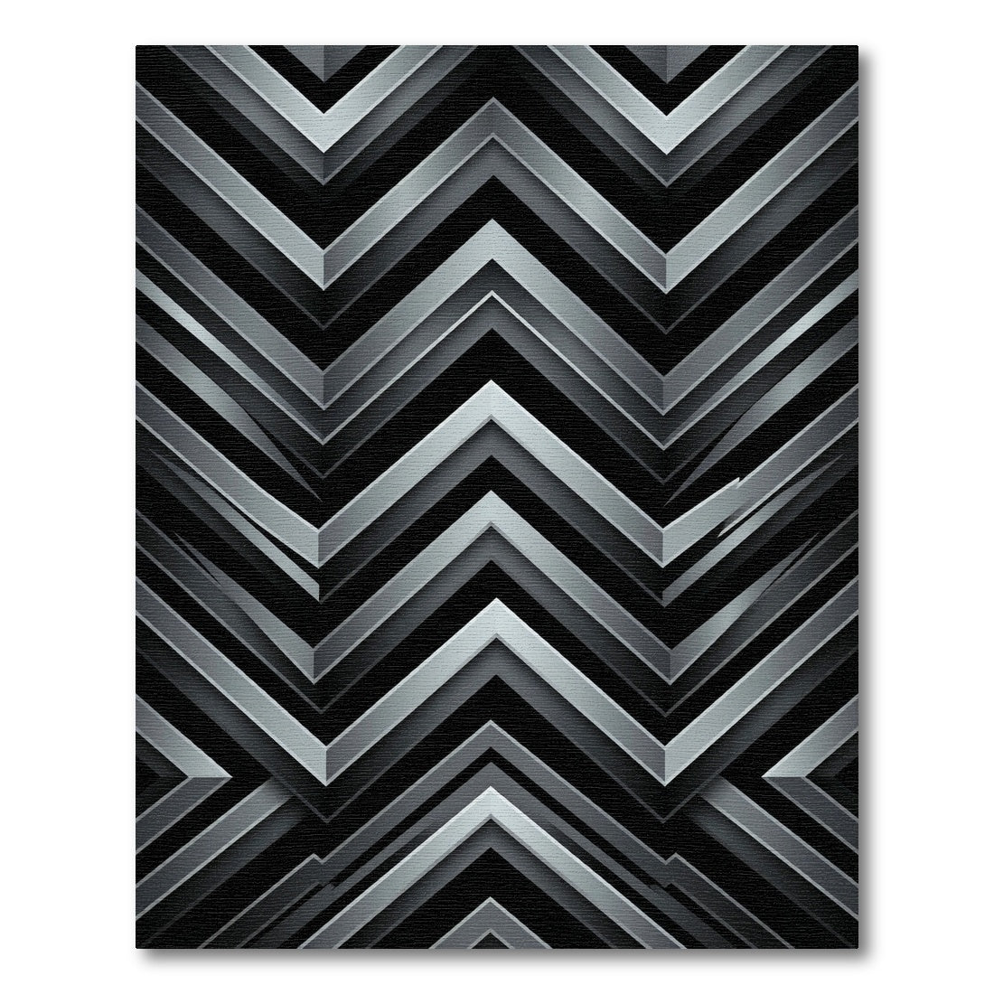 Metallic Silver Zigzag Chevron Rug