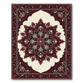 Elegant Crimson Floral Medallion Ivory Background Rug