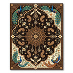 Regal Peacock Floral Medallion Black Area Rug