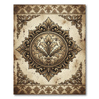 Ornate Antique Gold Fleur Medallion Rug