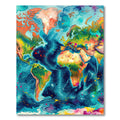 Vibrant Abstract Watercolor World Map Rug