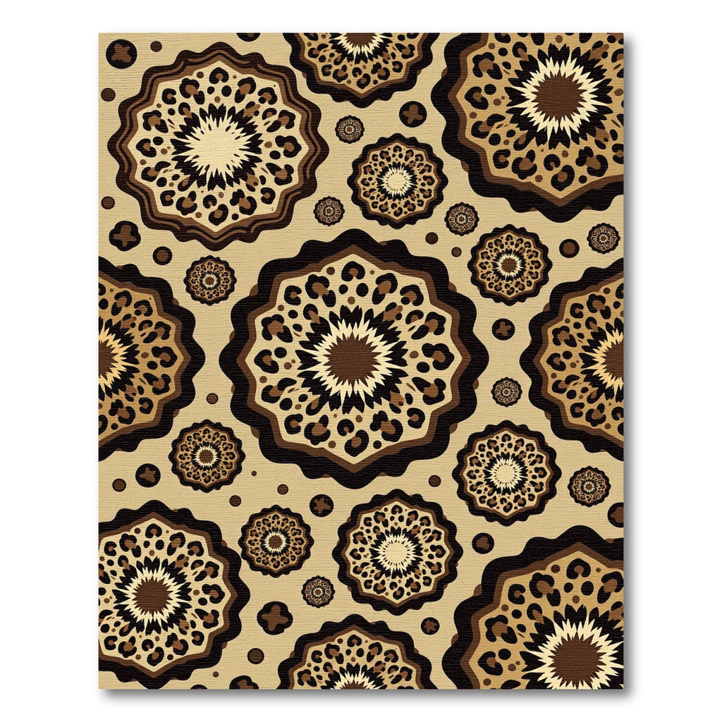 Leopard Spot Medallion Tan Area Rug