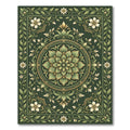 Elegant Sage Floral Mandalas Botanical Art Rug