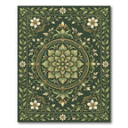 Elegant Sage Floral Mandalas Botanical Art Rug