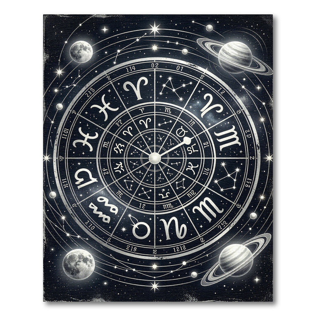 Celestial Silver Zodiac Constellation Art Rug