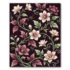 Elegant Mauve Floral Botanical Vine Rug
