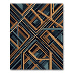 Abstract Gold and Charcoal Geometric Lines Rug