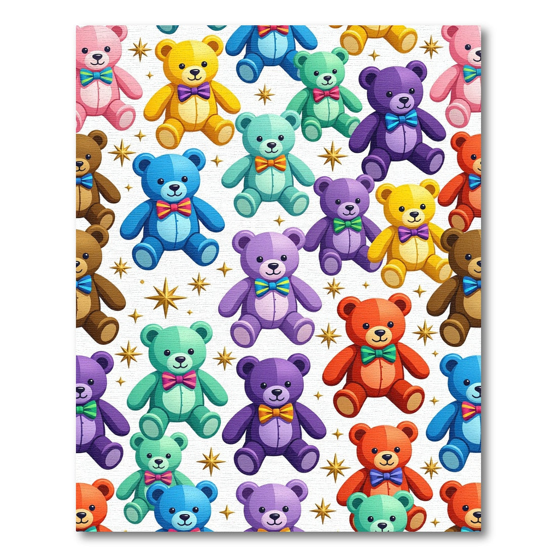 Colorful Teddy Bear Constellation Illustration Rug