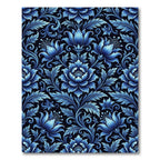 Deep Blue Floral Art Nouveau Rug