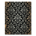 Ornate Black Gold Flourish Damask Rug