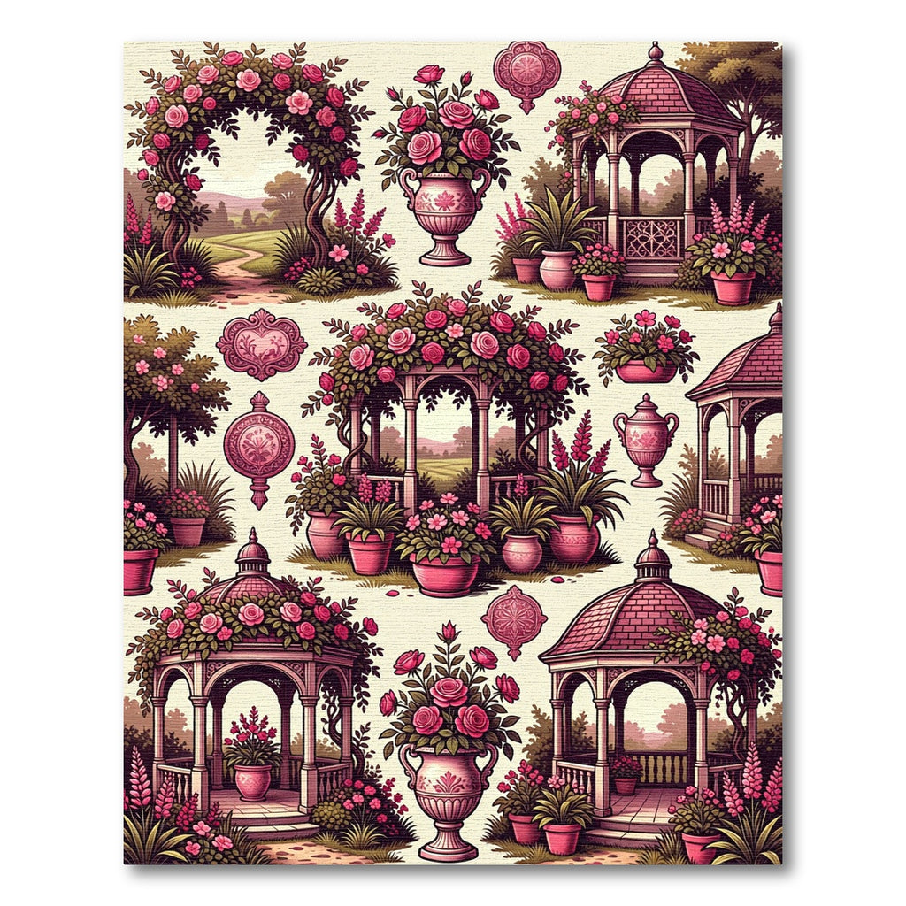 Pink Rose Garden Gazebo Collection Rug