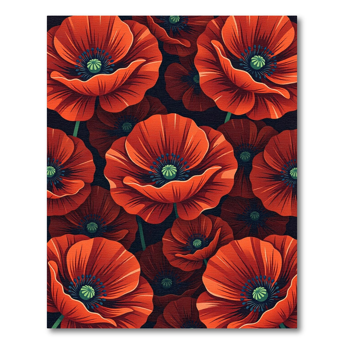 Vibrant Red Poppy Garden Blooms Rug