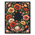 Vintage Floral Poppy Shell Wreath Rug