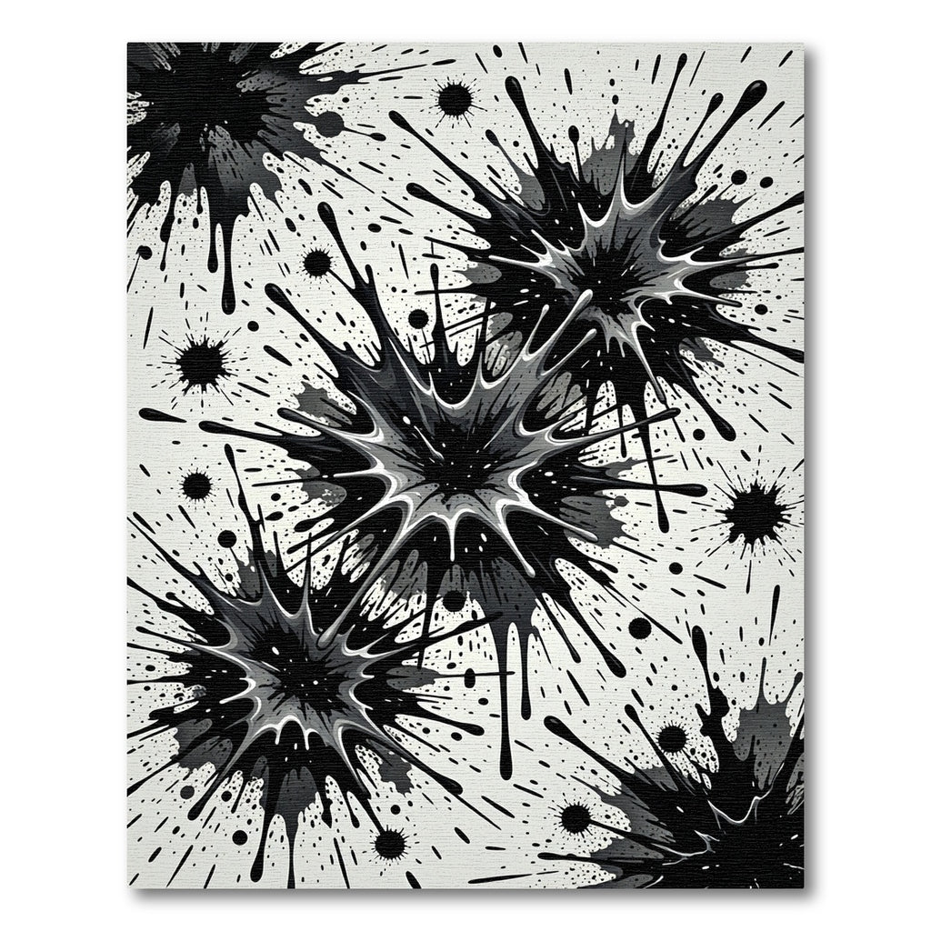 Monochromatic SplatterBurst Abstract Art Rug