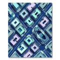 Modern Isometric Blue Geometric Cityscape Rug
