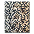 Elegant Cream and Gold Filigree Swirls Rug