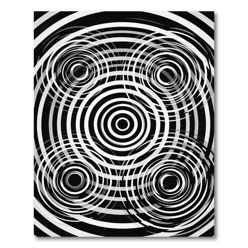 Black White Concentric Circles Op Art Rug