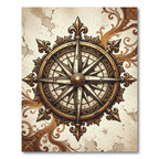 Antique Gold Nautical Compass Medallion Rug