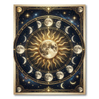 Celestial Lunar Phase Gold Sun Medallion Rug