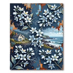 Coastal Blue Floral Weathered Shore Area Rug