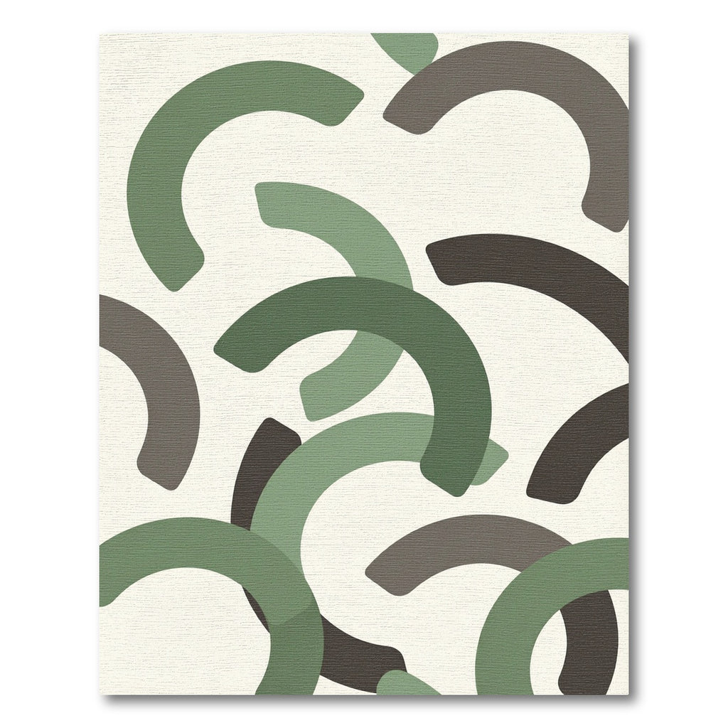 Modern Sage and Charcoal Abstract Arc Rug