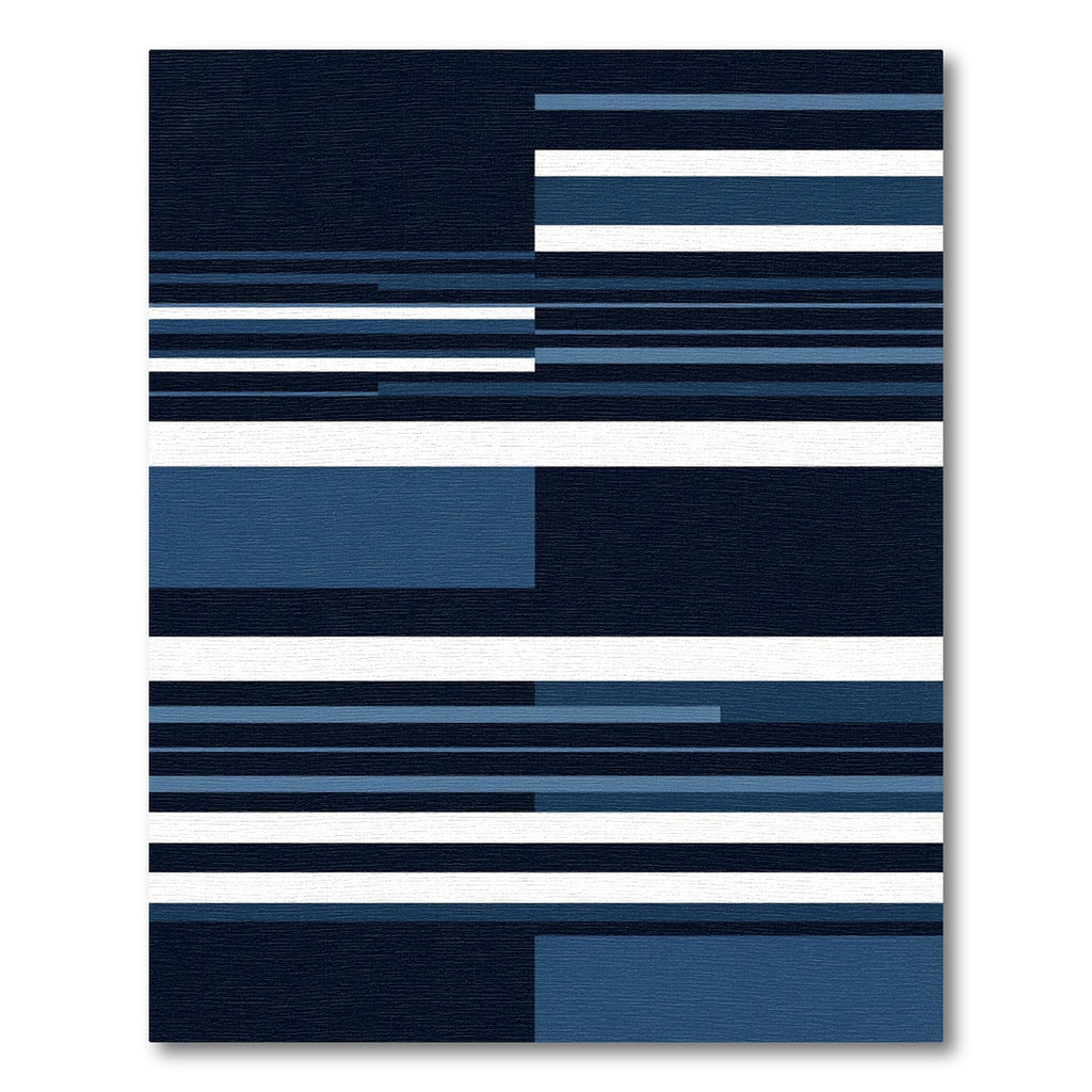 Minimalist Navy and White Geometric Stripe Rug