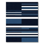 Minimalist Navy and White Geometric Stripe Rug