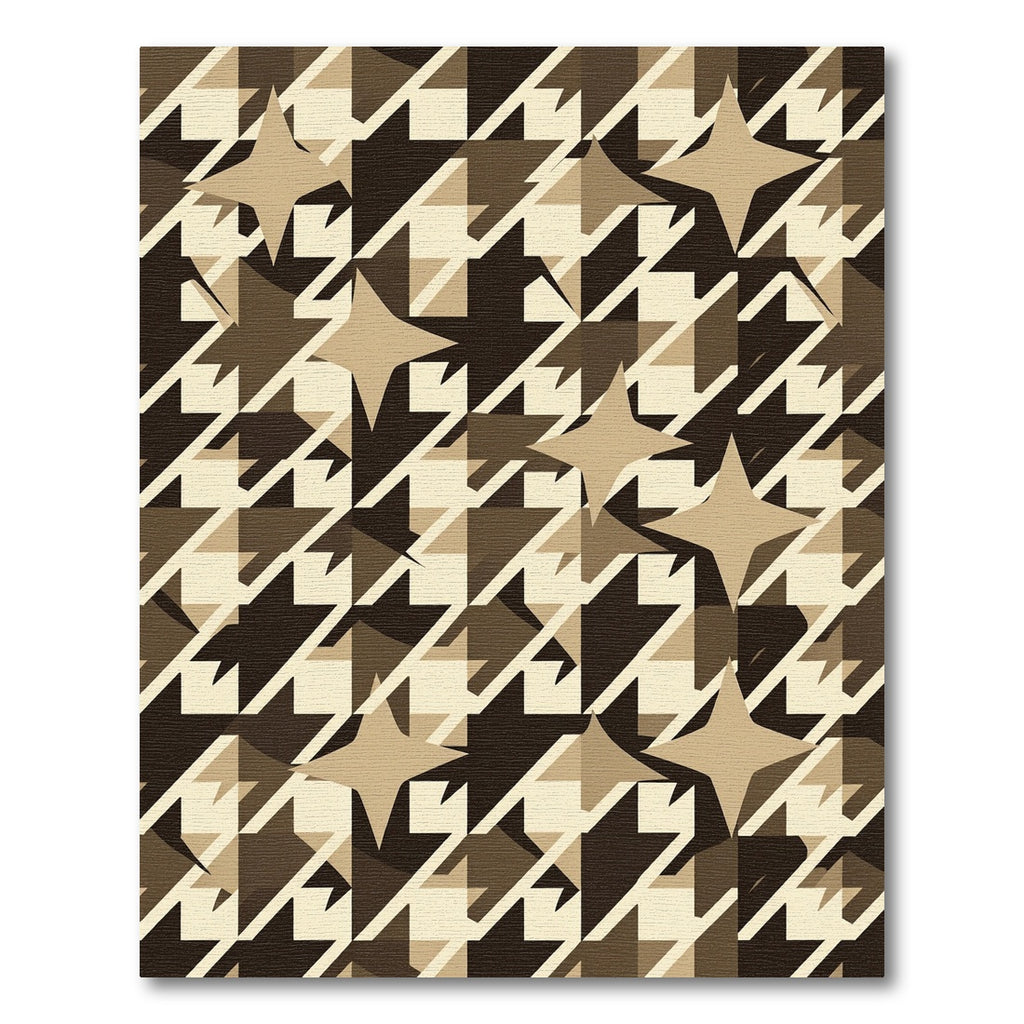 Houndstooth Stars Earth Tone Geometric Rug