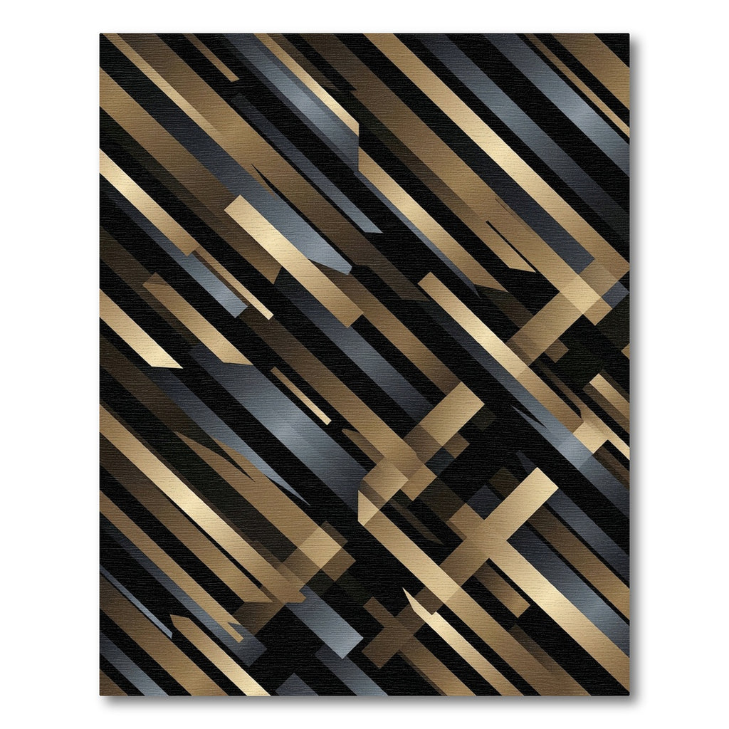 Modern Gold Gray Diagonal Stripes Rug