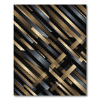 Modern Gold Gray Diagonal Stripes Rug