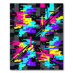 Neon Cyber Glitch Geometric Digital Art Rug