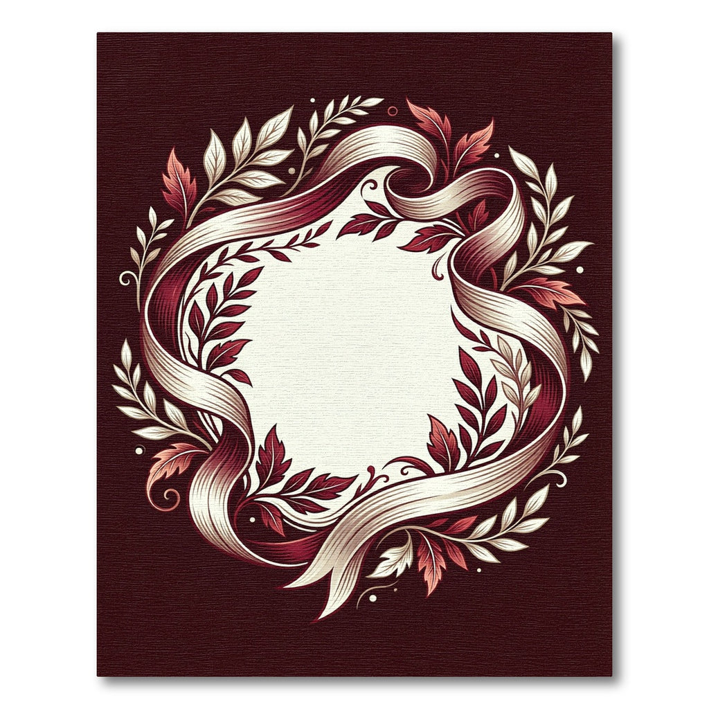 Crimson Ribbon Laurel Wreath Rug