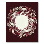 Crimson Ribbon Laurel Wreath Rug