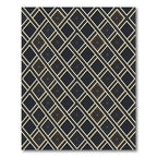 Sophisticated Gold and Charcoal Geometric Lattice Rug