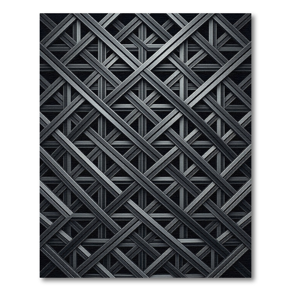Dark Metallic Intersecting Lattice Grid Rug