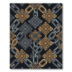 Golden Chain and Geometric Onyx Abstract Rug