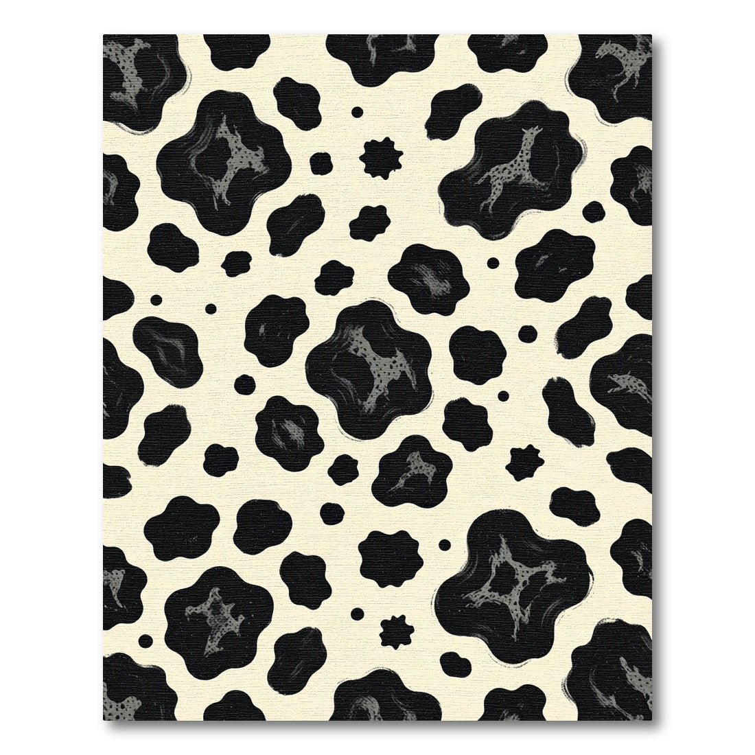 Abstract Black Spotted Animal Ivory Rug