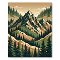 Stark Alpine Peaks Evergreen Forest Landscape Rug