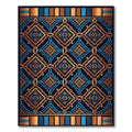 Geometric Gold and Navy Interlocking Tile Rug