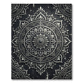 Ornate Silver Monochrome Floral Medallion Rug