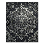 Ornate Silver Monochrome Floral Medallion Rug