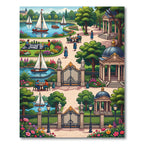 Regal Garden Scene with Sailboats Rug