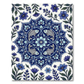 Navy Blue Fish Floral Medallion Rug