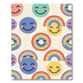 Cheerful Pastel Rainbow Smiley Face Art Rug