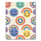 Cheerful Pastel Rainbow Smiley Face Art Rug