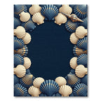 Coastal Navy and Cream Shell Border Rug