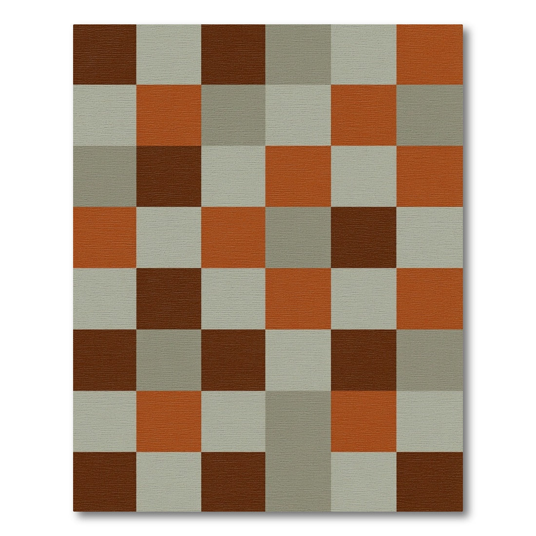 Modern Earthy Toned Checked Grid Area Rug