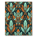 Teal and Orange Southwestern Feather Tapestry Rug
