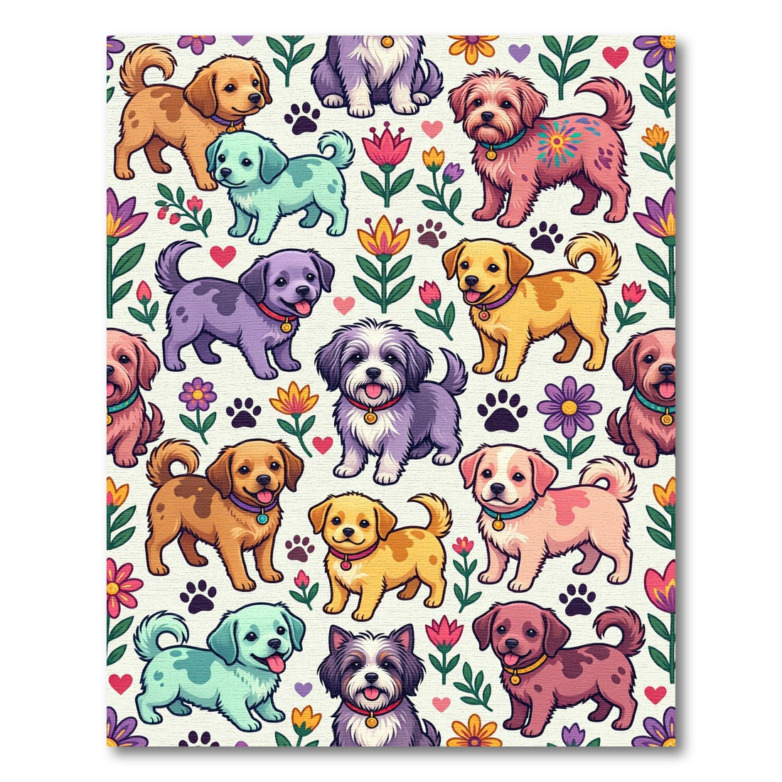 Playful Colorful Whimsical Puppy Garden Rug