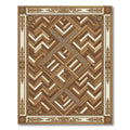 Elegant Wood Tone Parquet Border Rug